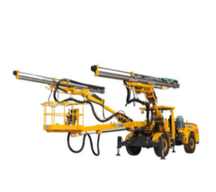 Double boom drilling rigs for tunnels, underground mines